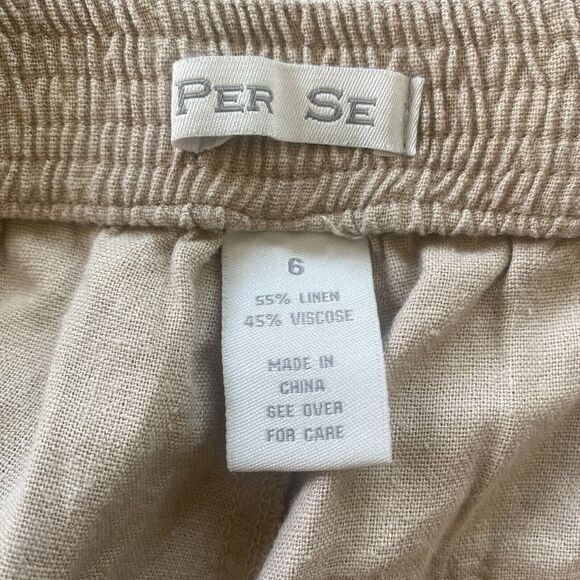 PER SE Pants Womens 6  Beige Linen Drawstring Pull On Lagenlook Beach - Picture 6 of 12